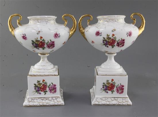 A pair of Dresden vases 24cm high